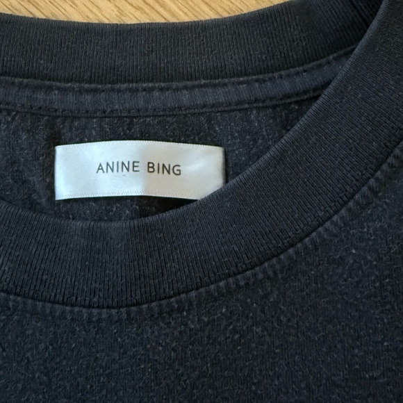 Anine Bing Charcoal Tee with Logo - Picture 11 of 11